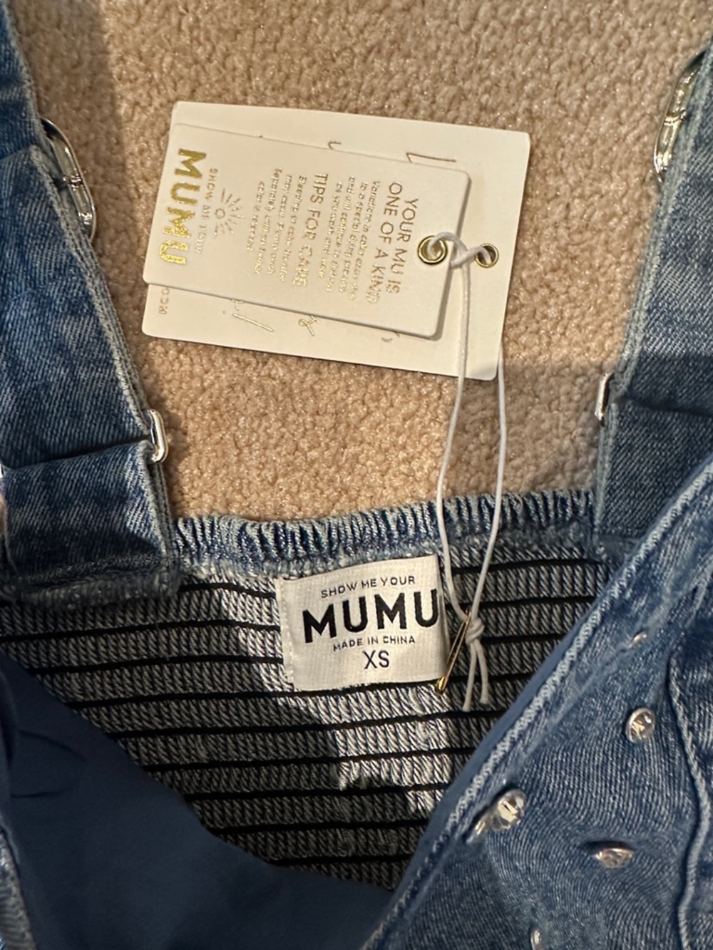 Show Me Your Mumu Studded Denim Bustier & Skirt Set - Blue - Picture 3 of 8